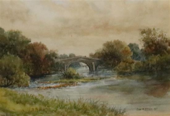 Watercolour painting Ilkley Bridge by Ethel M Kitson(-)